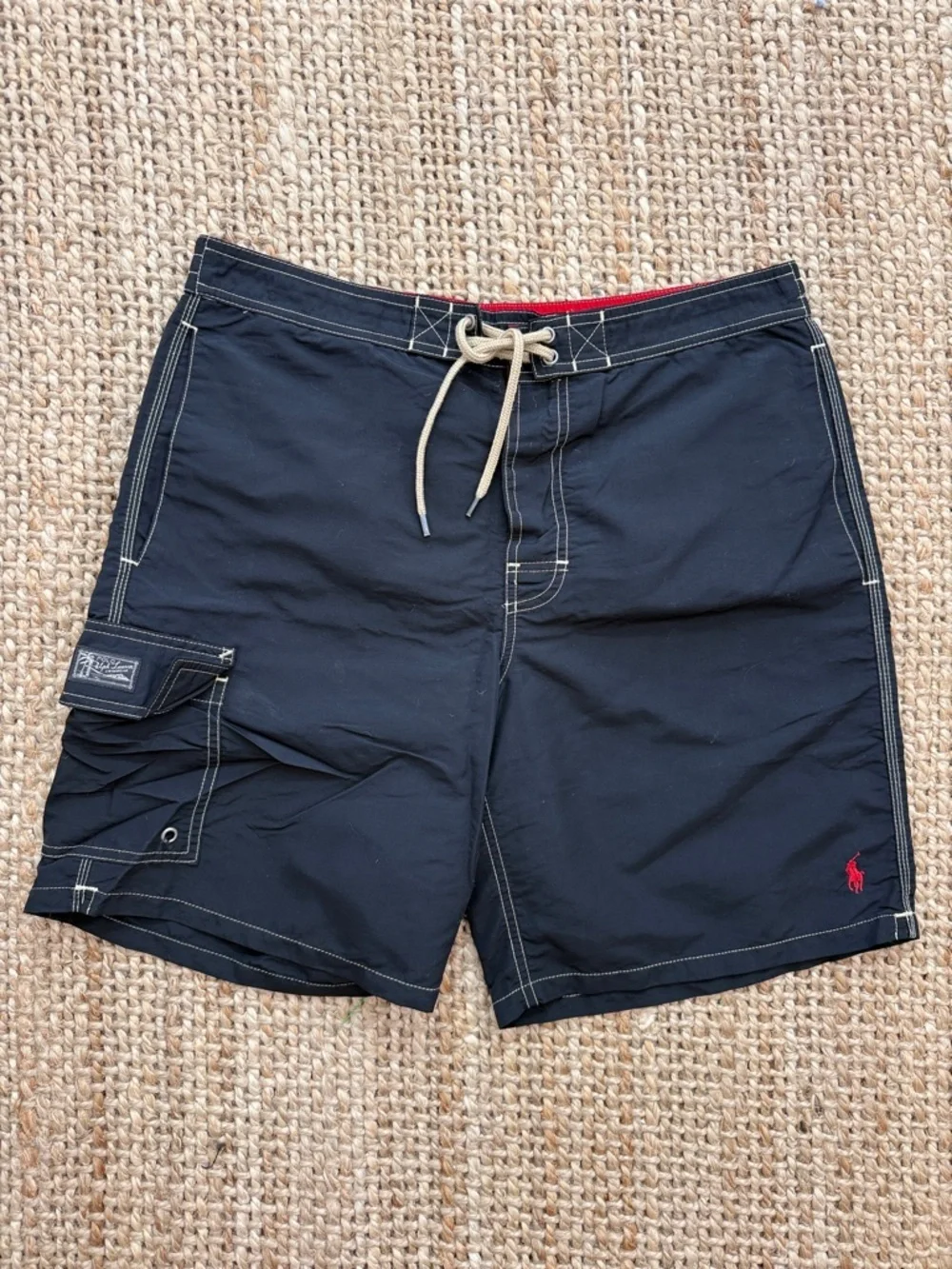 Vintage Polo Ralph Lauren Navy Blue  Drawstring Board Shorts Swim Trunks